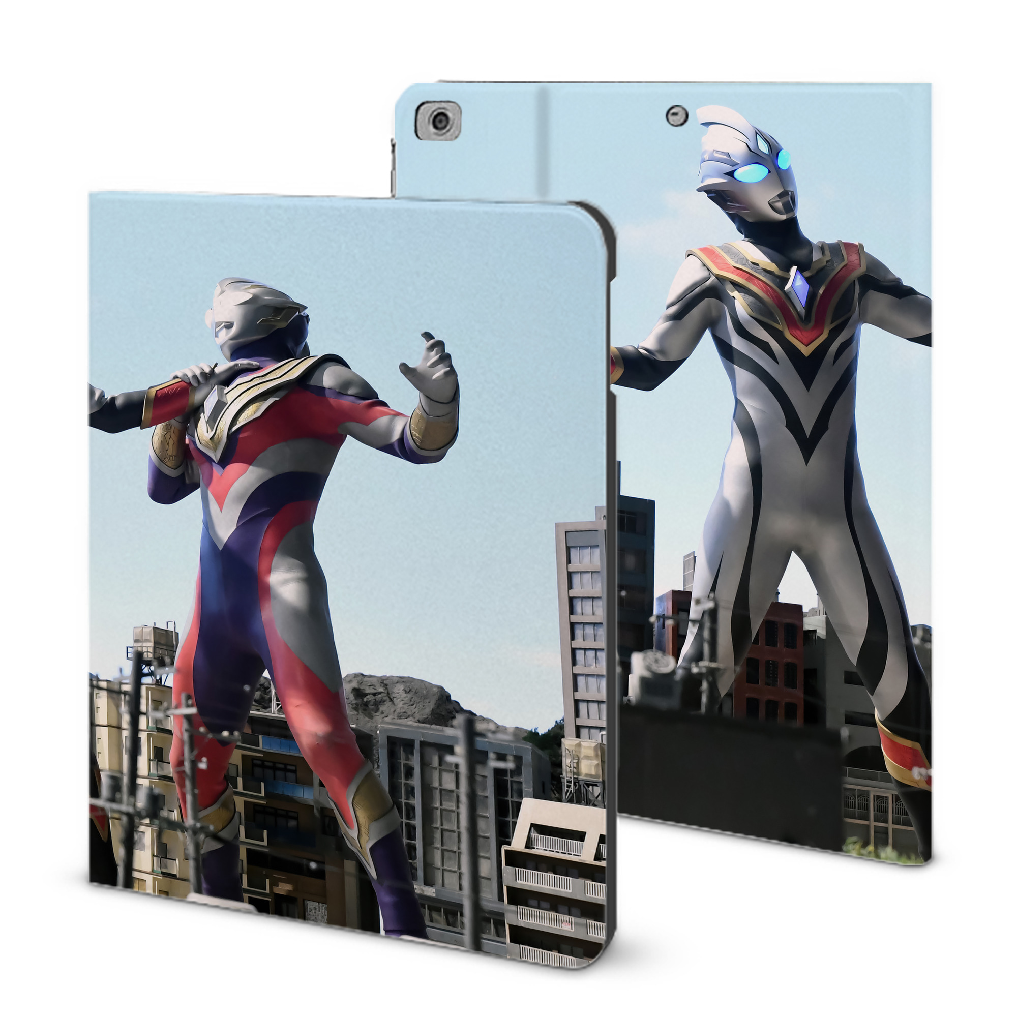 （画像用） ウルトラマン Ultraman IPad ケース ブック型 PUレザー TPU 耐衝撃 軽量 薄型 ペン収納なし 全面保護 IPad 各モデル対応